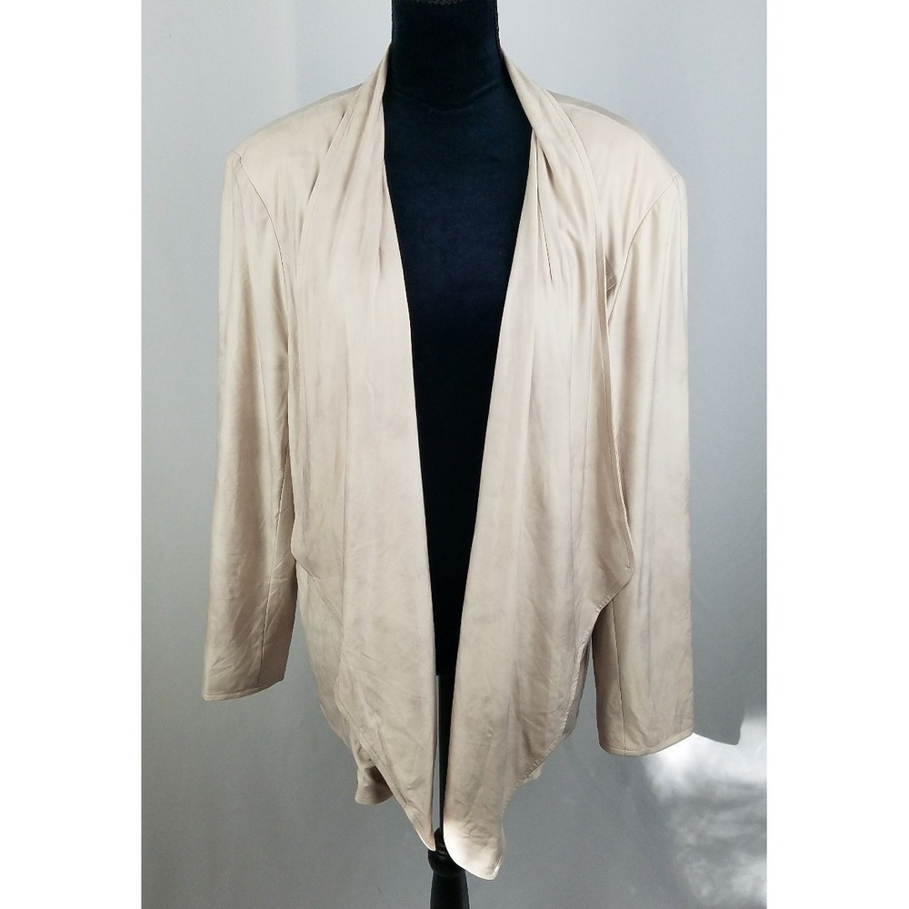 JM Collection women XXL beige open‎ front cardigan lined minimalist lagenlook